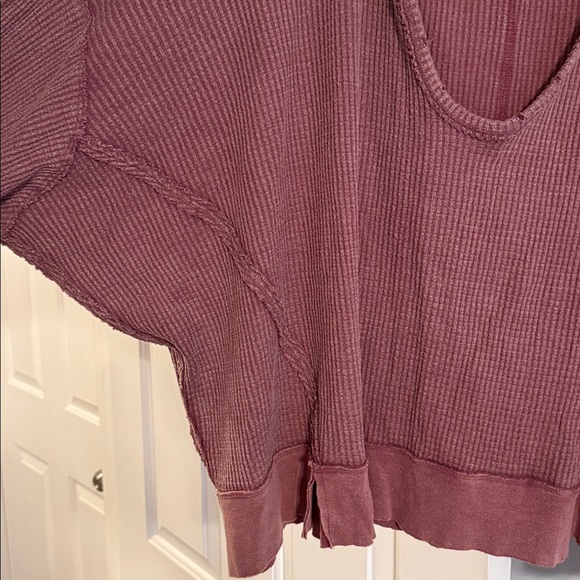 Free People Distressed purple thermal top - size small - Picture 3 of 5